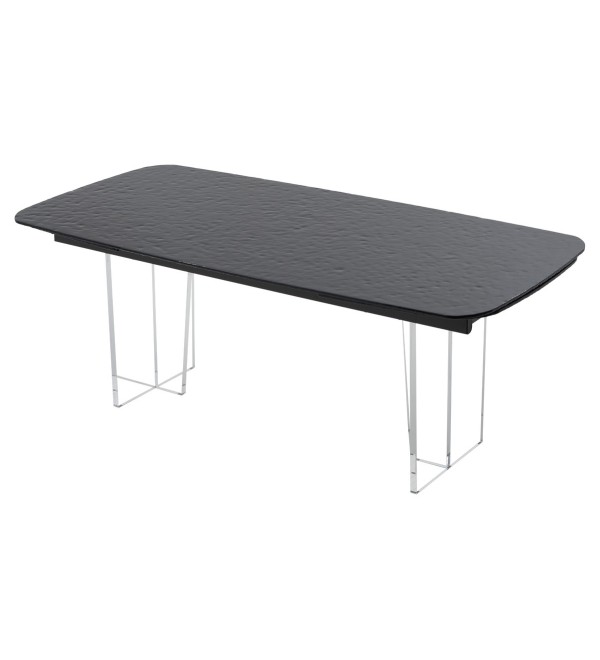 Стол ЛАУРИТЦ (LAURITS) 200 цвет ЧЕРНЫЙ (GREY), стекло BUBBLE  / Прозрачный каркас ®DISAUR
