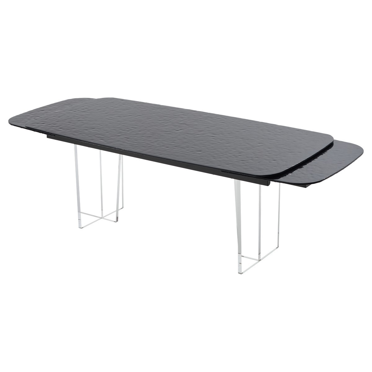 Стол ЛАУРИТЦ (LAURITS) 200 цвет ЧЕРНЫЙ (GREY), стекло BUBBLE / Прозрачный каркас ®DISAUR
