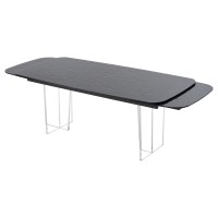 Стол ЛАУРИТЦ (LAURITS) 200 цвет ЧЕРНЫЙ (GREY), стекло BUBBLE / Прозрачный каркас ®DISAUR