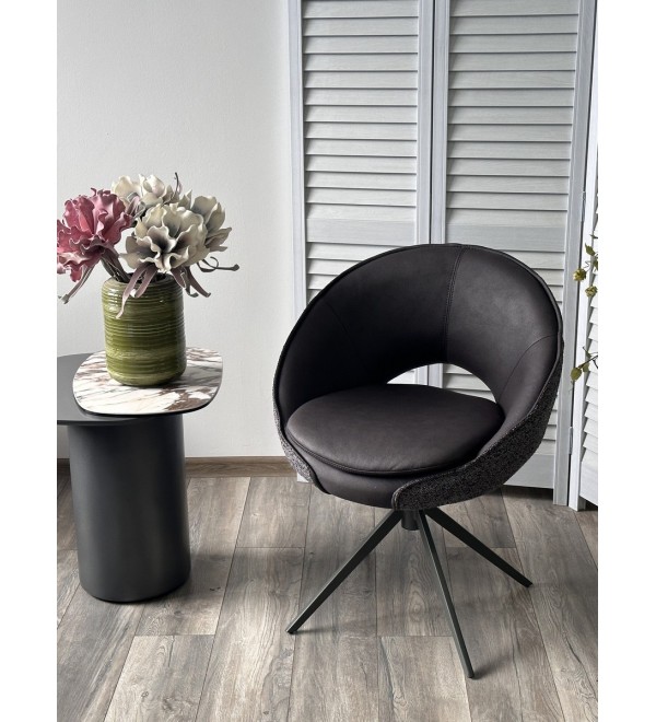 Стул АНАБЕЛЬ (ANABEL) 360 град. поворот Черный  Maison 99# / OTE COBBLE 457 / серый каркас, ®DISAUR