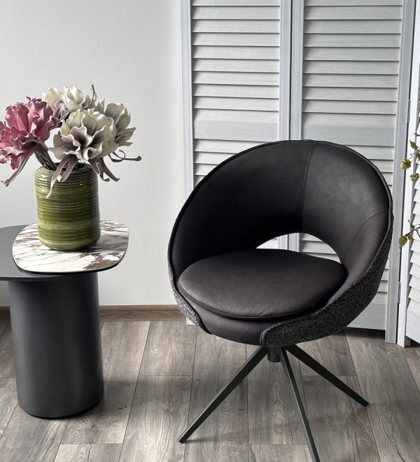 Стул АНАБЕЛЬ (ANABEL) 360 град. поворот Черный  Maison 99# / OTE COBBLE 457 / серый каркас, ®DISAUR