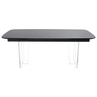 Стол ЛАУРИТЦ (LAURITS) 200 цвет ЧЕРНЫЙ (GREY), стекло BUBBLE / Прозрачный каркас ®DISAUR