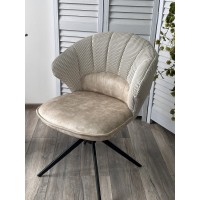 Стул АСТРА (ASTRA) 360 град. поворот Белый Sonic 23 ткань / 7525-01 велюр / черный каркас, ®DISAUR