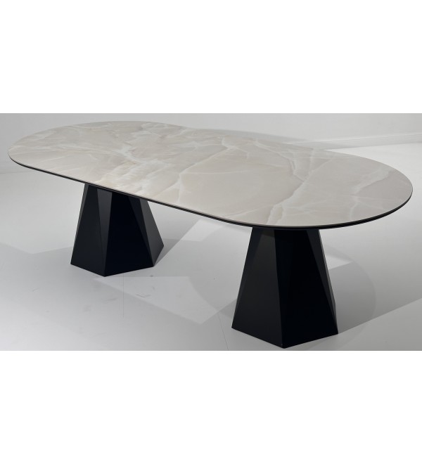 Стол ОРФЕЙ  240 нераскладной цвет ОНИКС (ONYX SABLE PULIDO), керамика / Черный каркас