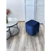 Пуф для гостиной АРЕС (ARES) цвет BLUVEL-86 синий / золотой