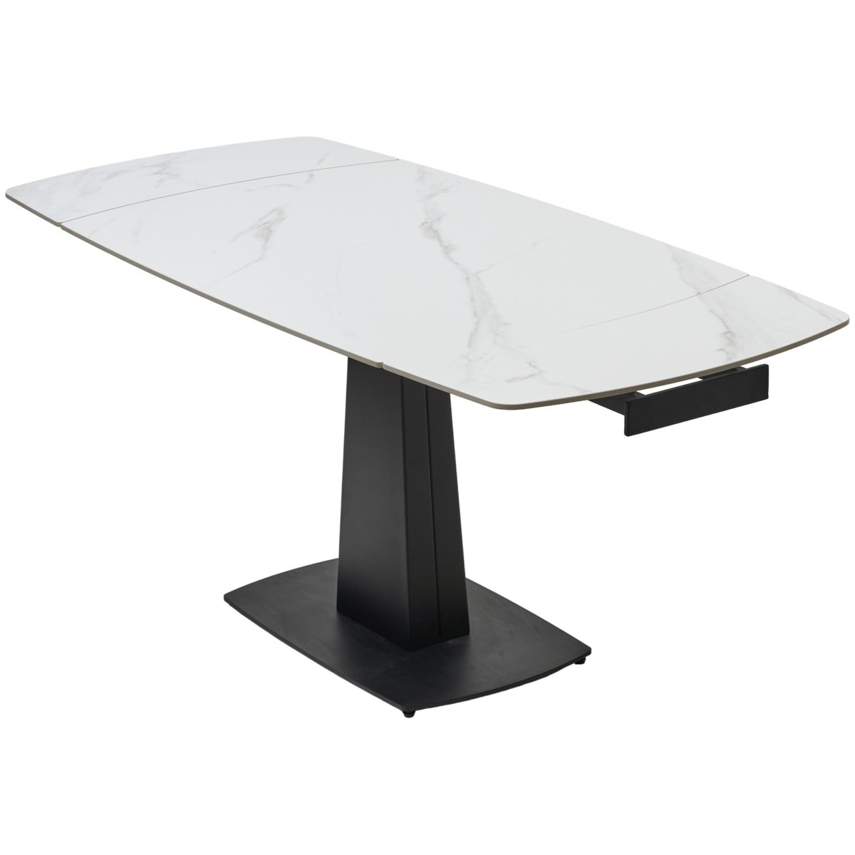 Стол БАЛД (BALDE) 140 цвет БЕЛЫЙ МРАМОР МАТОВЫЙ (MATT WHITE MARBLE SOLID CERAMIC) / ЧЕРНЫЙ, ®DISAUR