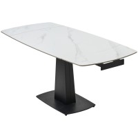 Стол БАЛД (BALDE) 140 цвет БЕЛЫЙ МРАМОР МАТОВЫЙ (MATT WHITE MARBLE SOLID CERAMIC) / ЧЕРНЫЙ, ®DISAUR