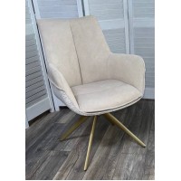 Стул ПОНТУС (PONTUS) 360 град, цвет КРЕМОВЫЙ (RIELY-111/PRESENT-120)/ ШАМПАНЬ каркас, ®DISAUR
