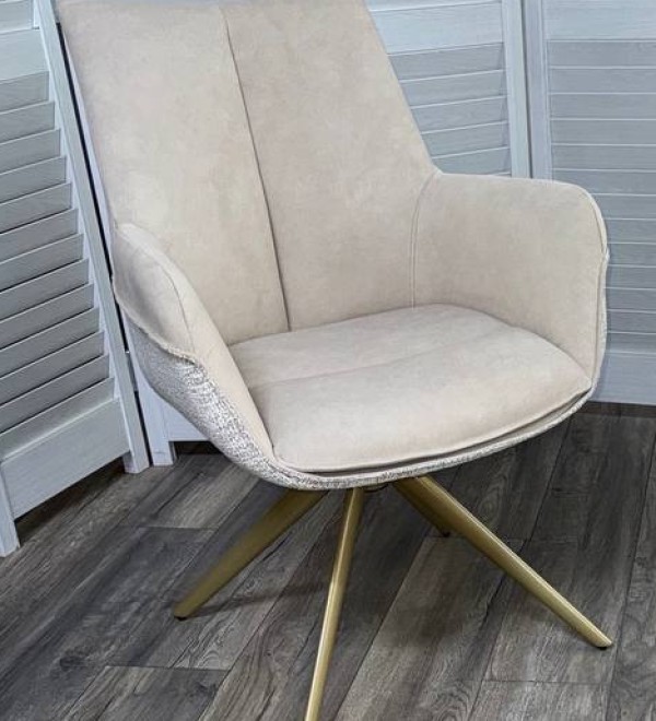 Стул ПОНТУС (PONTUS) 360 град, цвет КРЕМОВЫЙ (RIELY-111/PRESENT-120)/ ШАМПАНЬ каркас, ®DISAUR