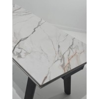 Стол БЭТИС (BETIS) 180 цвет Мрамор (MATTE GILDED WHITE SOLID CERAMIC) / Орех (WALNUT), ®DISAUR