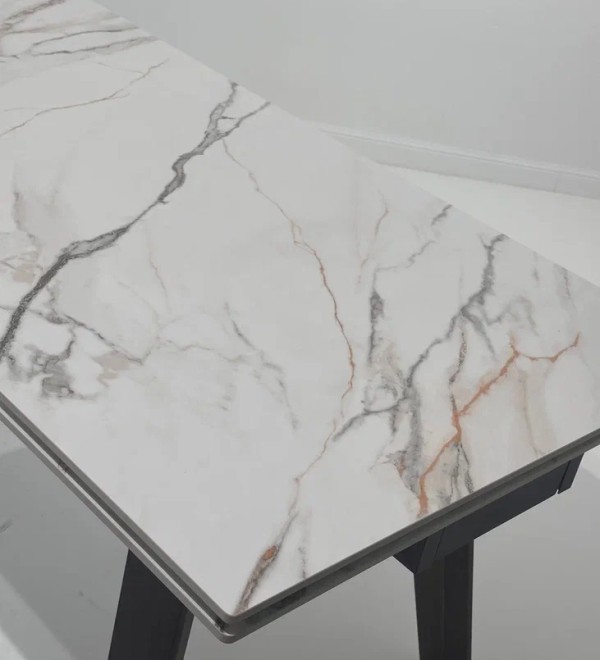 Стол БЭТИС (BETIS) 180 цвет Мрамор (MATTE GILDED WHITE SOLID CERAMIC) / Орех (WALNUT), ®DISAUR