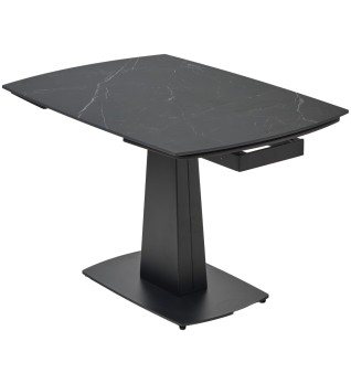 Стол БАЛД (BALDE)120 цвет ЧЕРНЫЙ МРАМОР МАТОВЫЙ (MATT BLACK MARBLE SOLID CERAMIC)/ ЧЕРНЫЙ, ®DISAUR