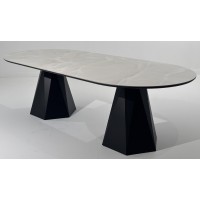 Стол ОРФЕЙ  240 нераскладной цвет ОНИКС (ONYX SABLE PULIDO), керамика / Черный каркас