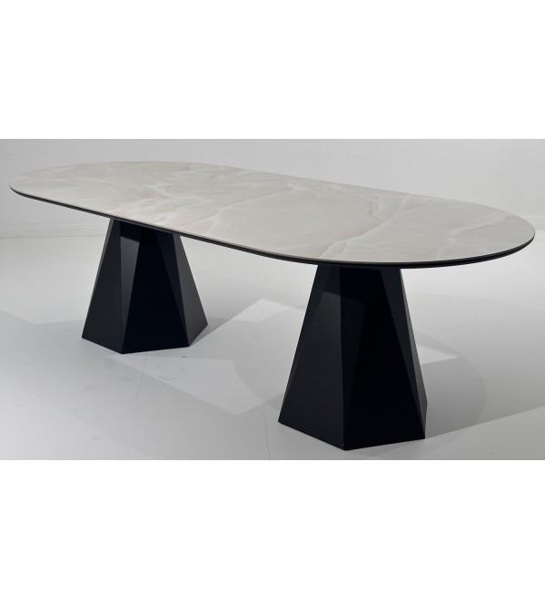 Стол ОРФЕЙ  240 нераскладной цвет ОНИКС (ONYX SABLE PULIDO), керамика / Черный каркас