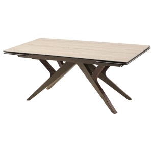 Стол КОСТА (COSTA) 180 ТРАВЕРТИН (MATTE SPANISH TRAVERTINE) керамика/ Латте / Орех натур, ®DISAUR