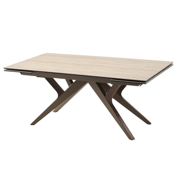 Стол КОСТА (COSTA) 180 ТРАВЕРТИН (MATTE SPANISH TRAVERTINE) керамика/ Латте / Орех натур, ®DISAUR