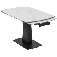 Стол БАЛД (BALDE) 140 цвет БЕЛЫЙ МРАМОР МАТОВЫЙ (MATT WHITE MARBLE SOLID CERAMIC) / ЧЕРНЫЙ, ®DISAUR