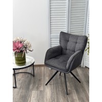 Стул ОРТЕГА (ORTEGA) 180 град.поворот.Темно-серый Brego-16, ткань/ Maison 95, PU/Черный, ®DISAUR