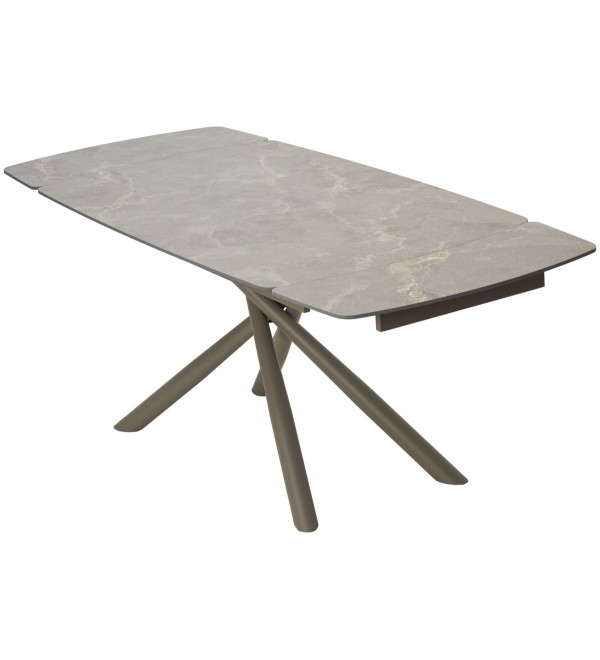 Стол РИВОЛИ (RIVOLI) 140 цвет ЛАТТЕ МАТОВЫЙ (MATT LATTE STONE SOLID CERAMIC) / ТАУПЕ, ®DISAUR