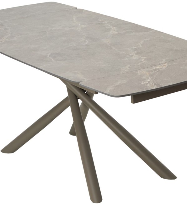 Стол РИВОЛИ (RIVOLI) 140 цвет ЛАТТЕ МАТОВЫЙ (MATT LATTE STONE SOLID CERAMIC) / ТАУПЕ, ®DISAUR
