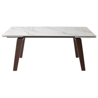Стол БЭТИС (BETIS) 180 цвет Мрамор (MATTE GILDED WHITE SOLID CERAMIC) / Орех (WALNUT), ®DISAUR