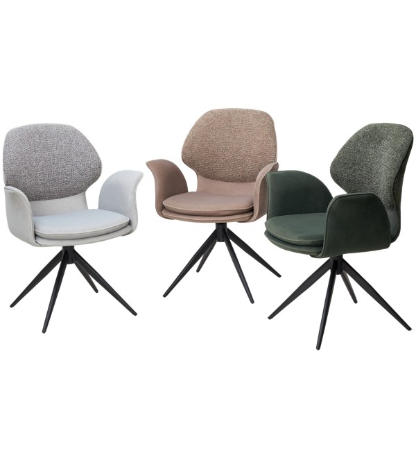 Стул ЛЕННЕ (LENNE) 360 град. поворот., цвет СЕРЫЙ MILAN-450/ MOHAIR-151, ткань/ Черный, ®DISAUR