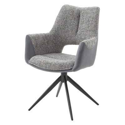 Стул ДАВЕН (DAVEN) 360 град, цвет СЕРЫЙ RIELY-450 /  G1038-04 , ткань  /ТЕМНО-СЕРЫЙ каркас, ®DISAUR