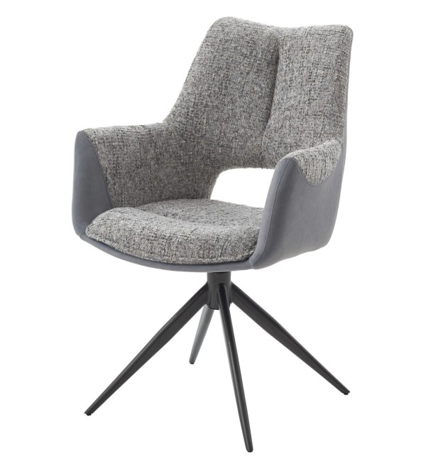 Стул ДАВЕН (DAVEN) 360 град, цвет СЕРЫЙ RIELY-450 /  G1038-04 , ткань  /ТЕМНО-СЕРЫЙ каркас, ®DISAUR