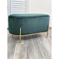 Пуф для гостиной ЗЕН (ZEN) цвет BLUVEL-78 зеленый, велюр / золотой каркасy