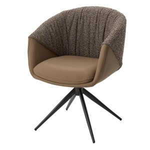 Стул ГИССЕН (GISSEN) 360 град, цвет КОФЕ HP032-08A PU / V885-1, ткань/ экокожа/ ТЕМНО-СЕРЫЙ, ®DISAUR