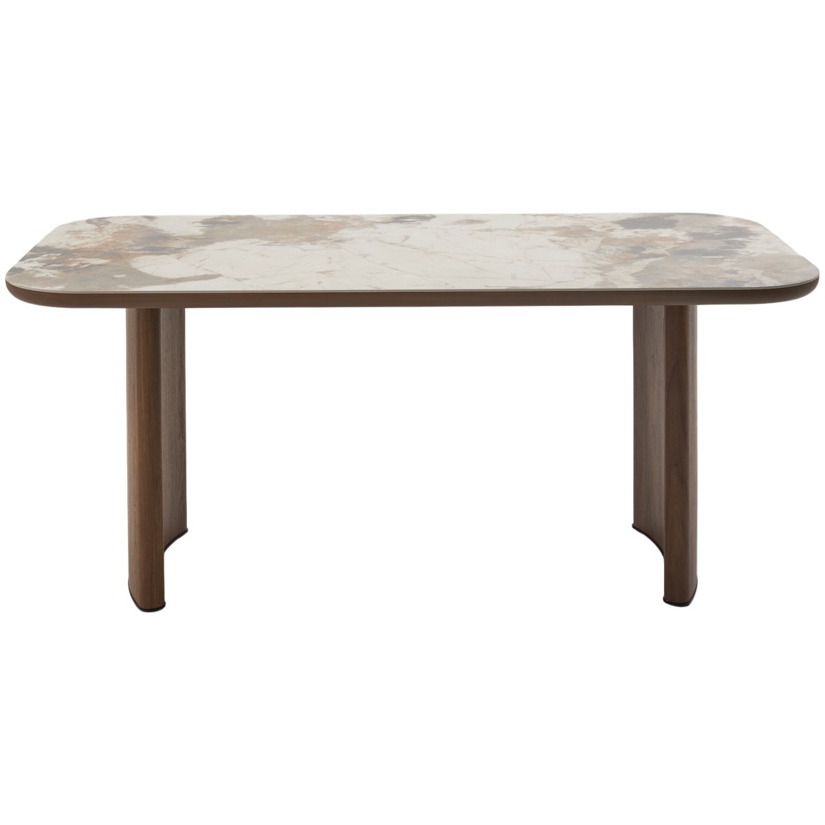 Стол БАРК (BARK) 180 цвет CA035 Бежевый мрамор, керамика / Орех (WALNUT), ®DISAUR
