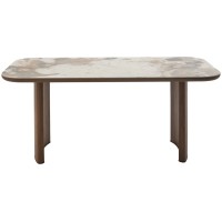 Стол БАРК (BARK) 180 цвет CA035 Бежевый мрамор, керамика / Орех (WALNUT), ®DISAUR