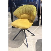 Стул АСТРА (ASTRA) 360 град. поворот Желтый Sonic 68 ткань / 7525-132 велюр / черный каркас, ®DISAUR