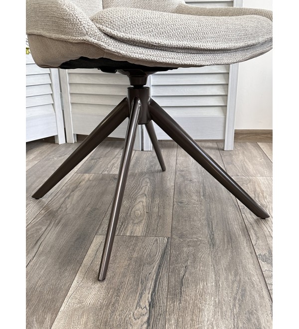 Стул ОСКАР (OSKAR) 360град, цвет БЕЖЕВЫЙ(KN01-05/BZ1046-11),ткань/ШОКОЛАДНОЕ ЗОЛОТО каркас, ®DISAUR