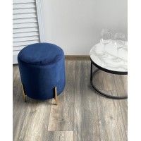 Пуф для гостиной РАЙС (RICE) цвет BLUVEL-86 синий / золотой