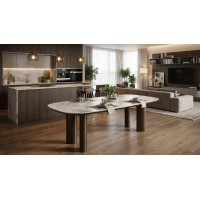 Стол ГАРДЕ (GARDE) 239 цвет Бежевый мрамор CA036, керамика / коричневый, ®DISAUR