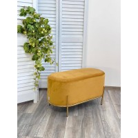 Пуф для гостиной ЗЕН (ZEN) цвет BLUVEL-68 желтый, велюр / золотой каркас