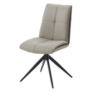 Стул ВИГГЕ (VIGGE) 360 град. поворот.  HF017-11 / HF017-12 Бежевый, экокожа / Черный каркас, ®DISAUR