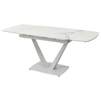 Стол АЛАТРИ (ALATRI) 120 цвет БЕЛЫЙ МРАМОР ГЛЯНЦ. (GLOSS STATUARIO WHITE), керамика / БЕЛЫЙ, ®DISAUR