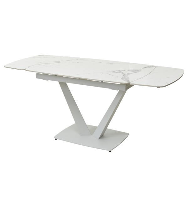 Стол АЛАТРИ (ALATRI) 120 цвет БЕЛЫЙ МРАМОР ГЛЯНЦ. (GLOSS STATUARIO WHITE), керамика / БЕЛЫЙ, ®DISAUR