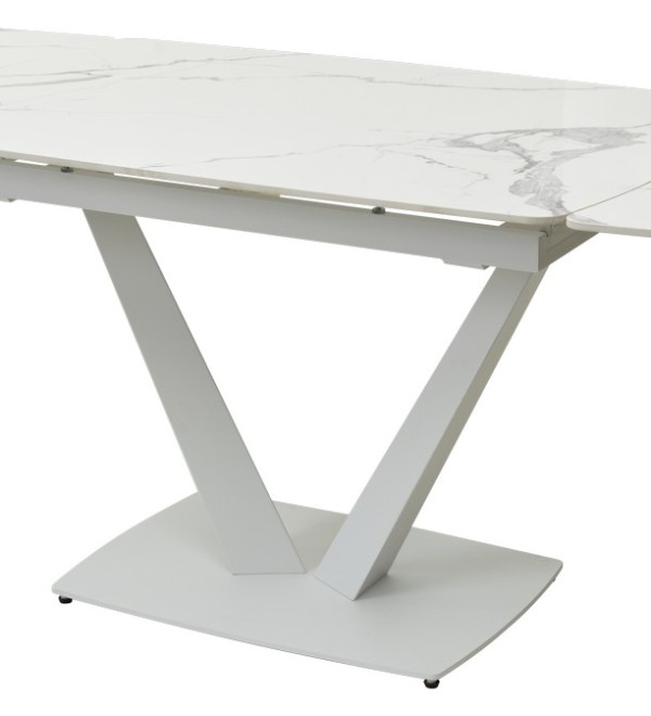 Стол АЛАТРИ (ALATRI) 120 цвет БЕЛЫЙ МРАМОР ГЛЯНЦ. (GLOSS STATUARIO WHITE), керамика / БЕЛЫЙ, ®DISAUR