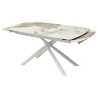 Стол РИВОЛИ (RIVOLI) 140 цвет ПАНДОРА (GLOSS LUXURY PANDORA SOLID CERAMIC) / БЕЛЫЙ, ®DISAUR