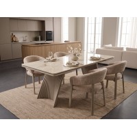 Стол ГОРАЦИО 200 цвет Остра Бьянко (OSTRA BIANCO GLOSSY), керамика / Латте