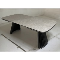 Стол АСТРИД (ASTRID) 200 цвет TL-102 Бежевый мрамор, испанск. керамика / Темно-серый каркас, ®DISAUR