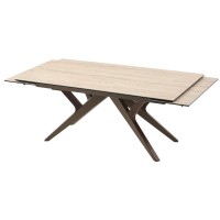Стол КОСТА (COSTA) 180 ТРАВЕРТИН (MATTE SPANISH TRAVERTINE) керамика/ Латте / Орех натур, ®DISAUR