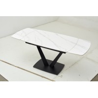 Стол АЛАТРИ (ALATRI) 120 цвет БЕЛЫЙ МРАМОР МАТОВЫЙ (MATT WHITE MARBLE) керамика / ЧЕРНЫЙ, ®DISAUR