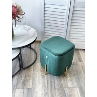 Пуф для гостиной АРЕС (ARES) цвет BLUVEL-78 зеленый / золотой