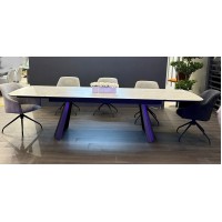 Стол АСТРИД (ASTRID) 200 цвет TL-102 Бежевый мрамор, испанск. керамика / Темно-серый каркас, ®DISAUR