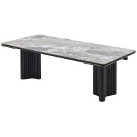 Стол АДАЖИО 240 (320) см цвет МИНЕРАЛ (MINERAL STONE NATURAL), керамика / Черный каркас