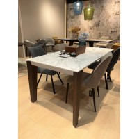 Стол ЭЗМИР (ESMIR) 180 цвет АРАБЕСКАТО (MATTE ARABESCATO SOLID CERAMIC) / ОРЕХ, ®DISAUR